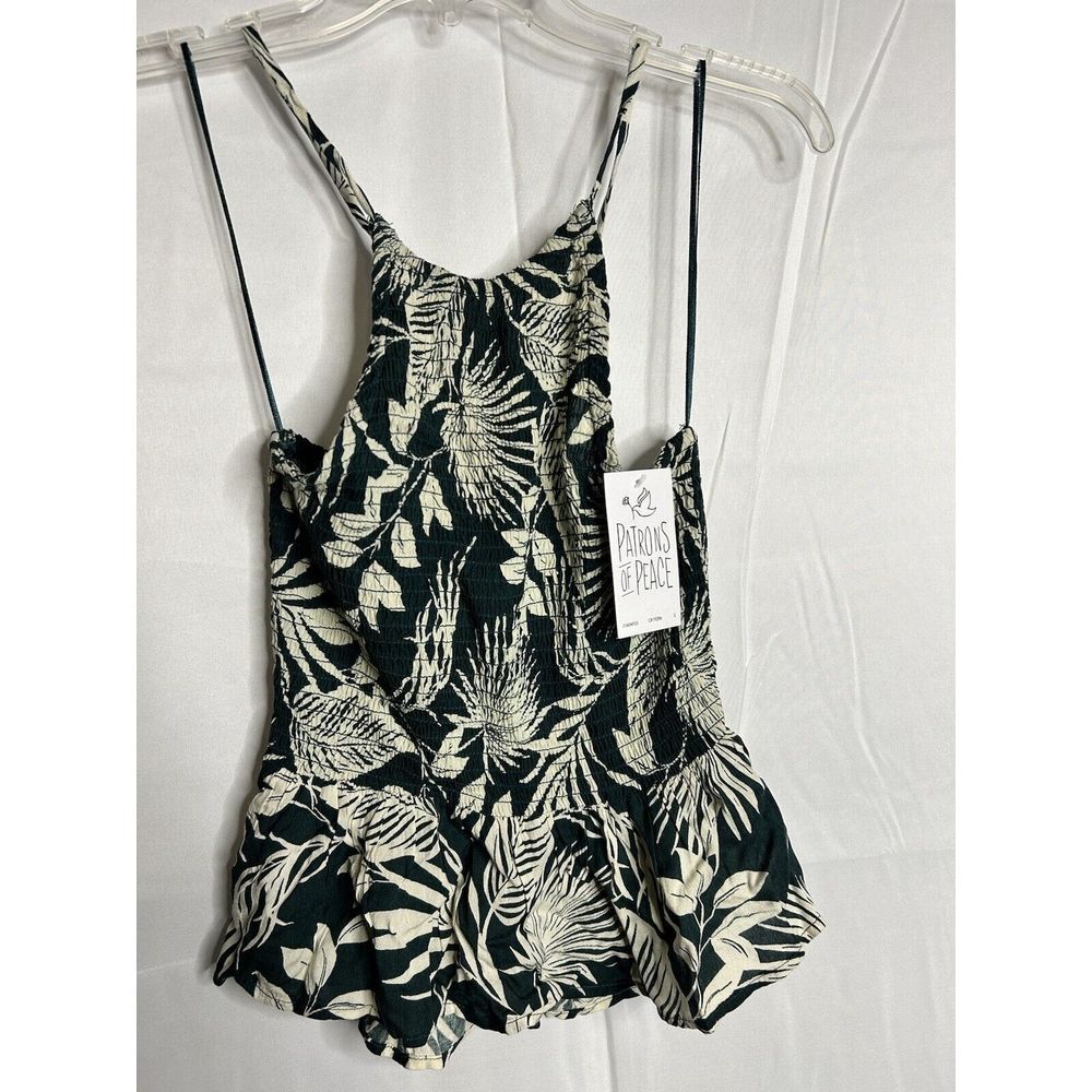 Patrons of Peace‎ Green Leaf Floral Halter Top Size Small New W/ Tags